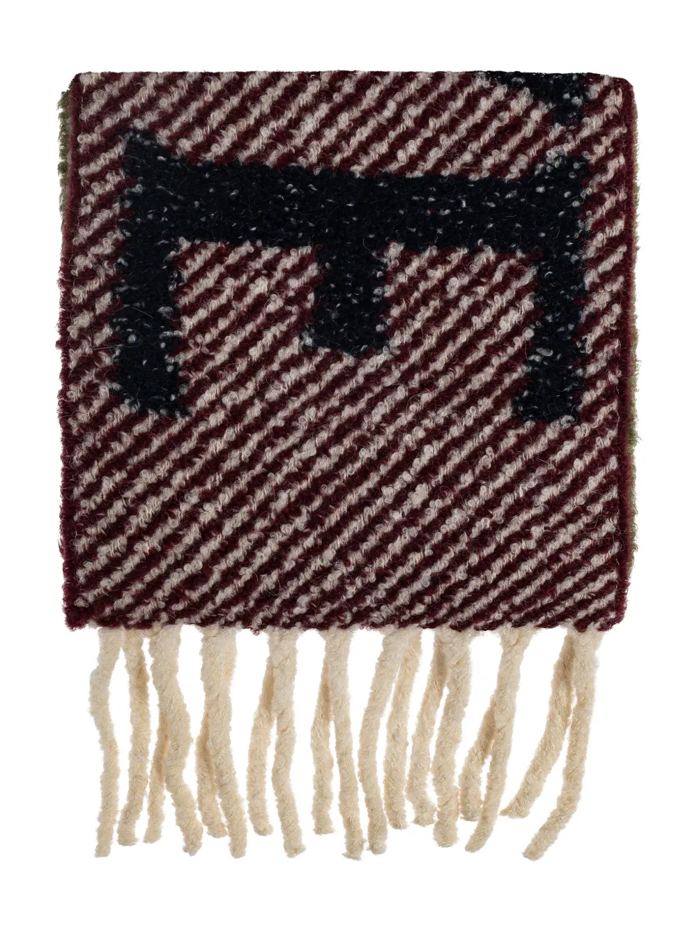 LOEWE écharpe frangée à logo intarsia | rouge | Image 1