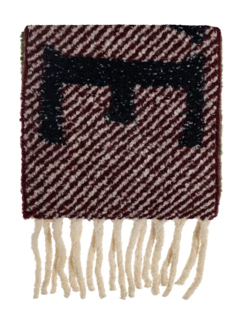 LOEWE logo-intarsia fringed scarf