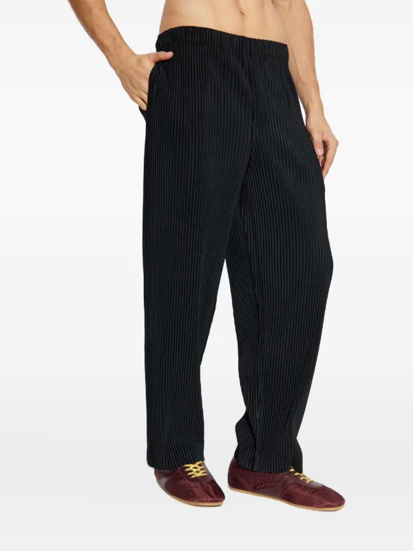 まう　HOMME PLISSE ブラック プリーツスラックス Homme Plissé Issey Miyake プリーツ パンツ | ブラック | FARFETCH JP