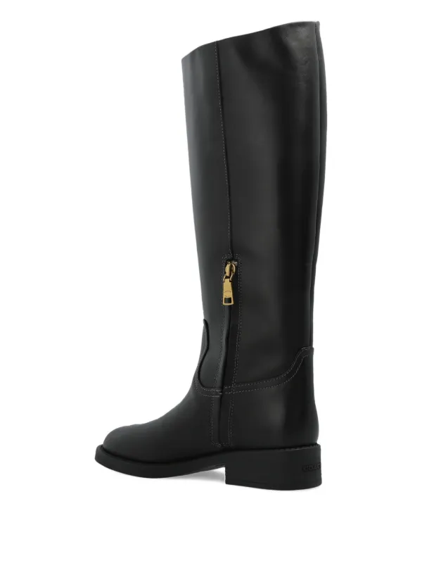 Coach Zip Leather Boots | Black | FARFETCH CA