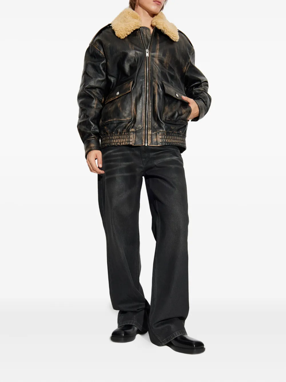 MISBHV shearling-collar pocket jacket | Leather Jackets | Image 2
