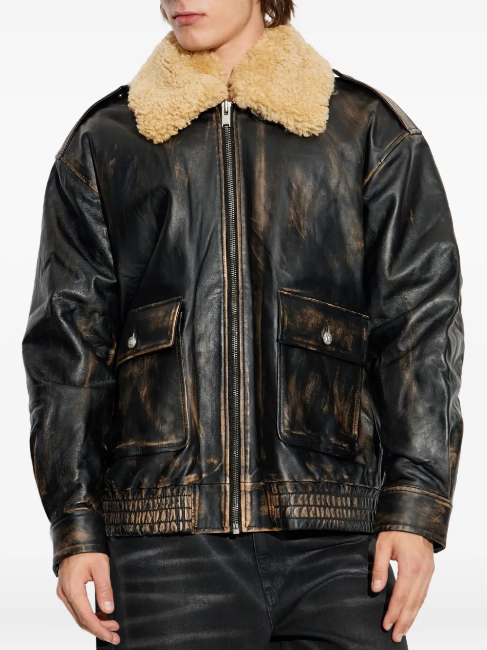 MISBHV Jack met lammy kraag en zak Zwart