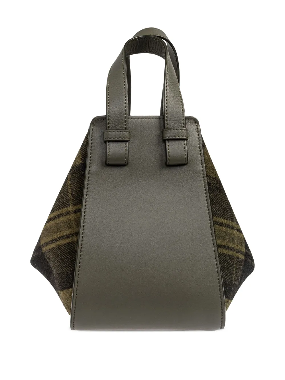 Loewe Hammock Printed-tartan Tote Bag In Green