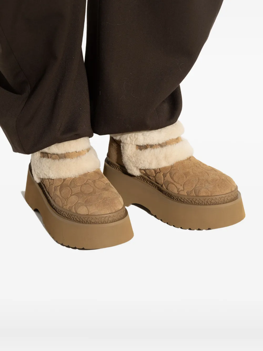 Coach 65 mm Christina laarzen met plateauzool Beige