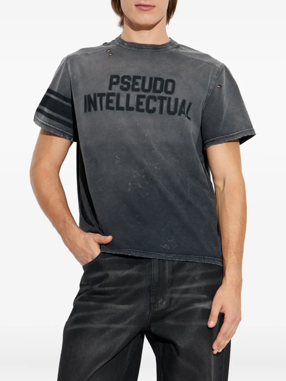 MISBHV T-shirt met gerafelde afwerking Grijs