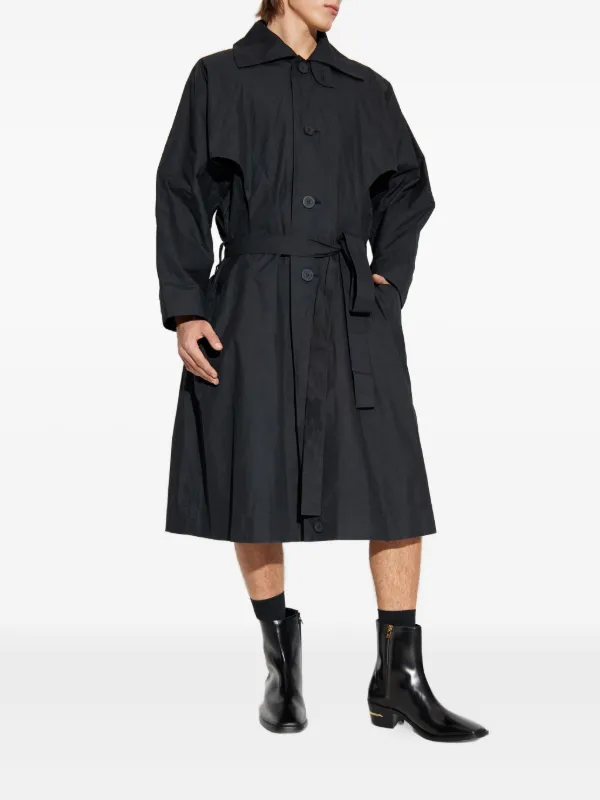 Homme Plissé Issey Miyake Cavity Belted Buttoned Coat | Black