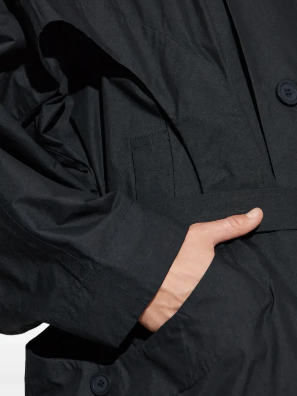 Homme Plissé Issey Miyake Cavity Belted Buttoned Coat | Black