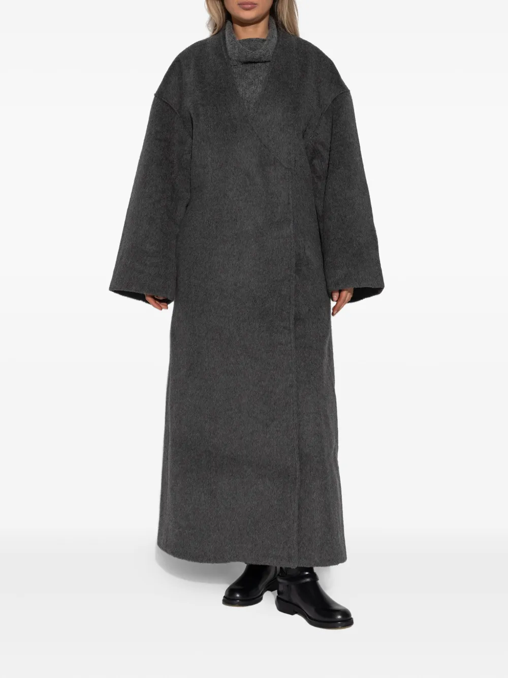ENTIRE STUDIOS V-neck wool coat - Grijs