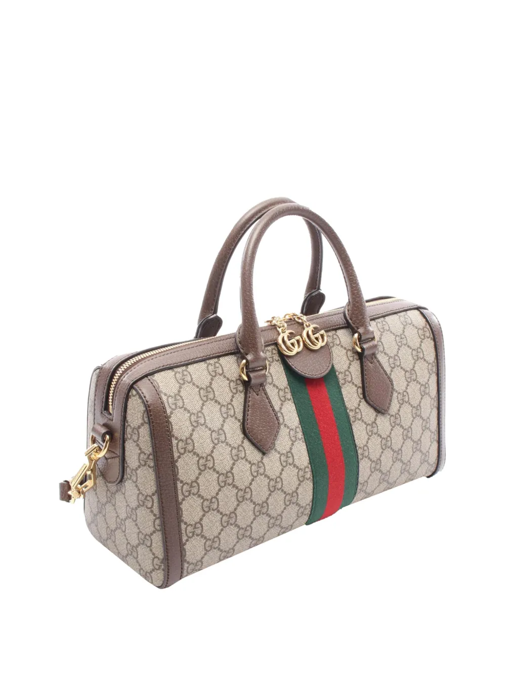 Pre-owned Gucci 2016-2025 Medium Gg Ophidia Top Handle Bag Handbag In Brown