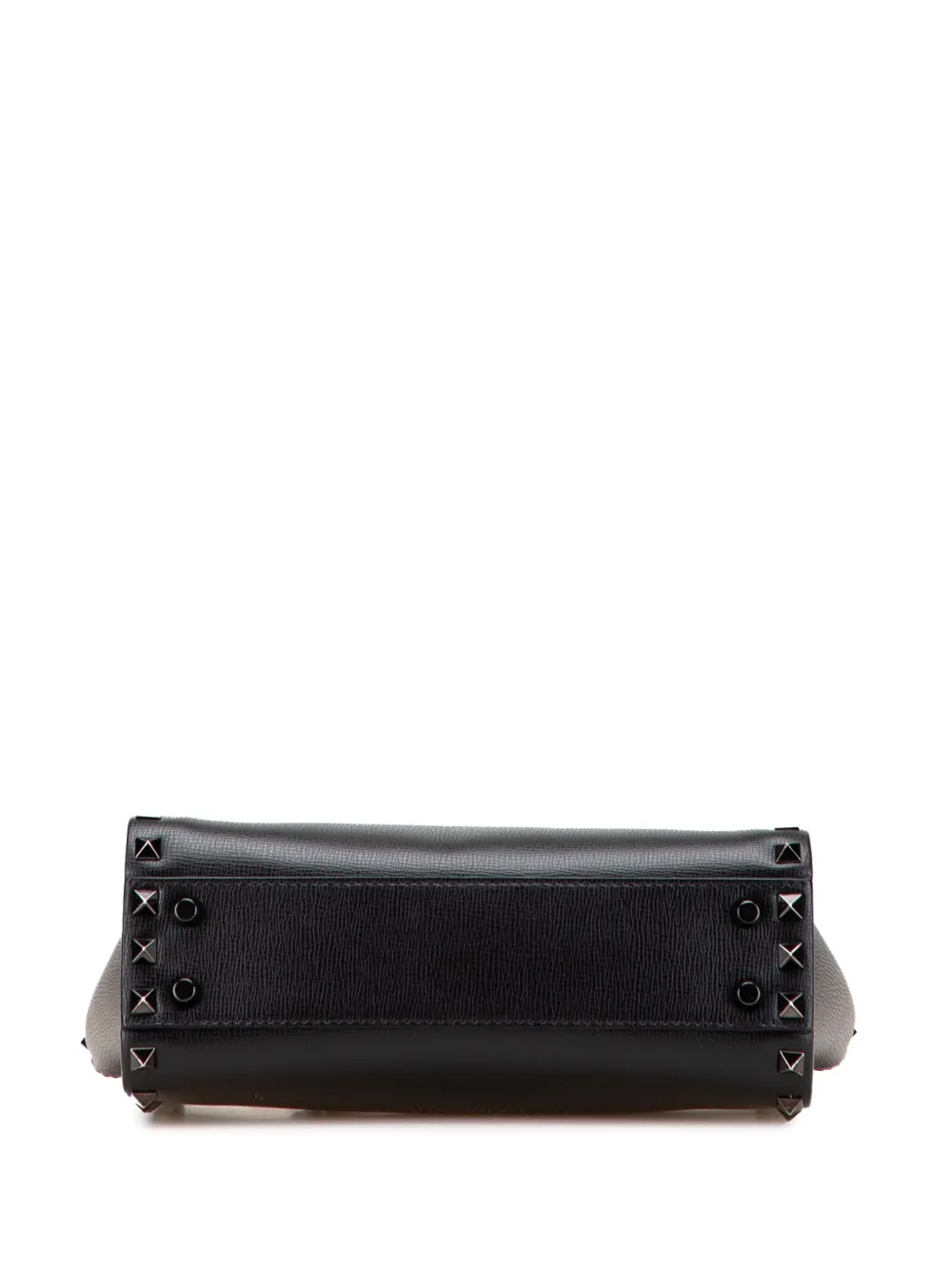 Pre-owned Valentino Garavani 2018-2025 Small Leather Rockstud Tote Satchel In Black