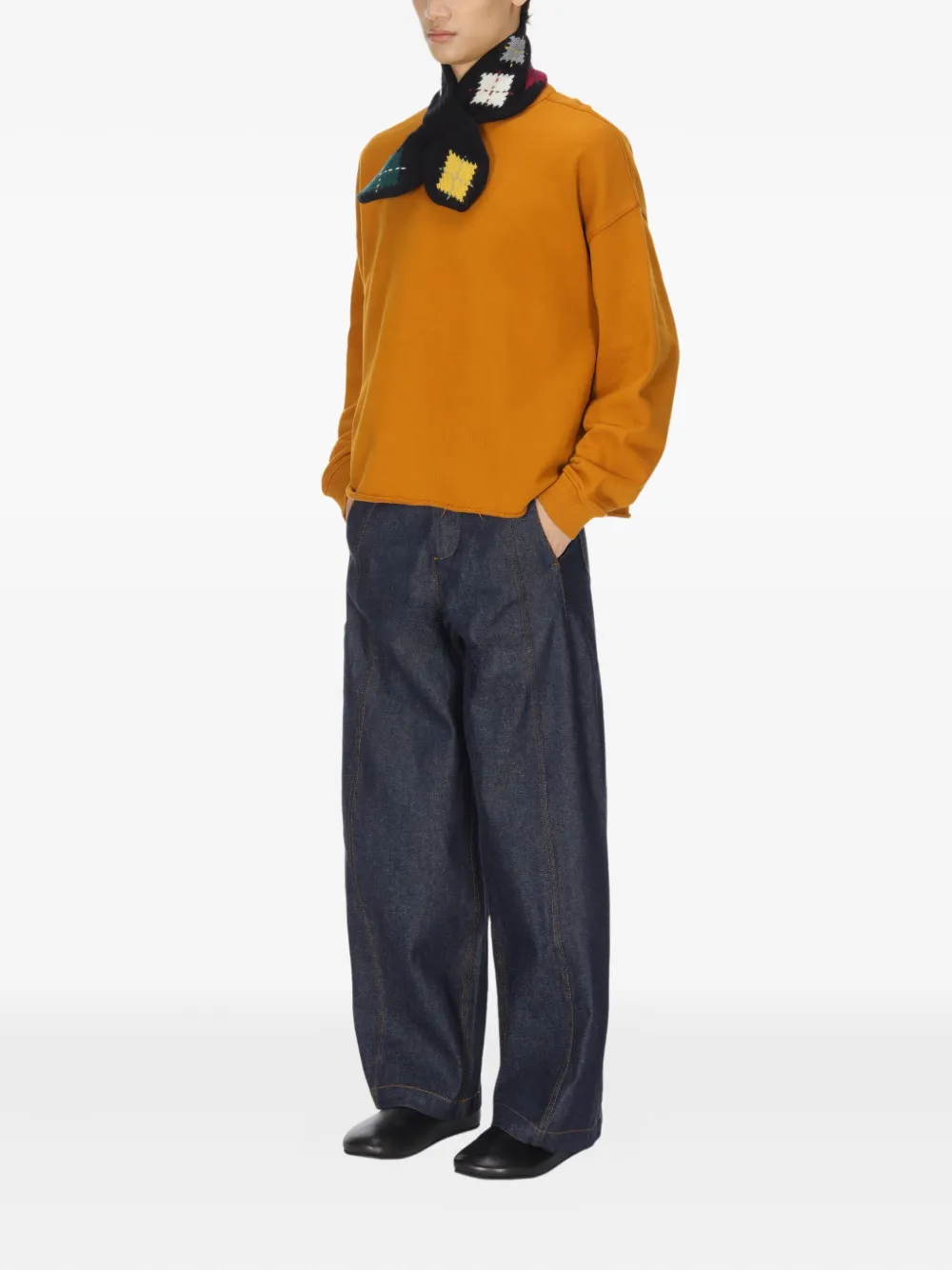 YMC Katoenen sweater met gerafelde zoom Oranje