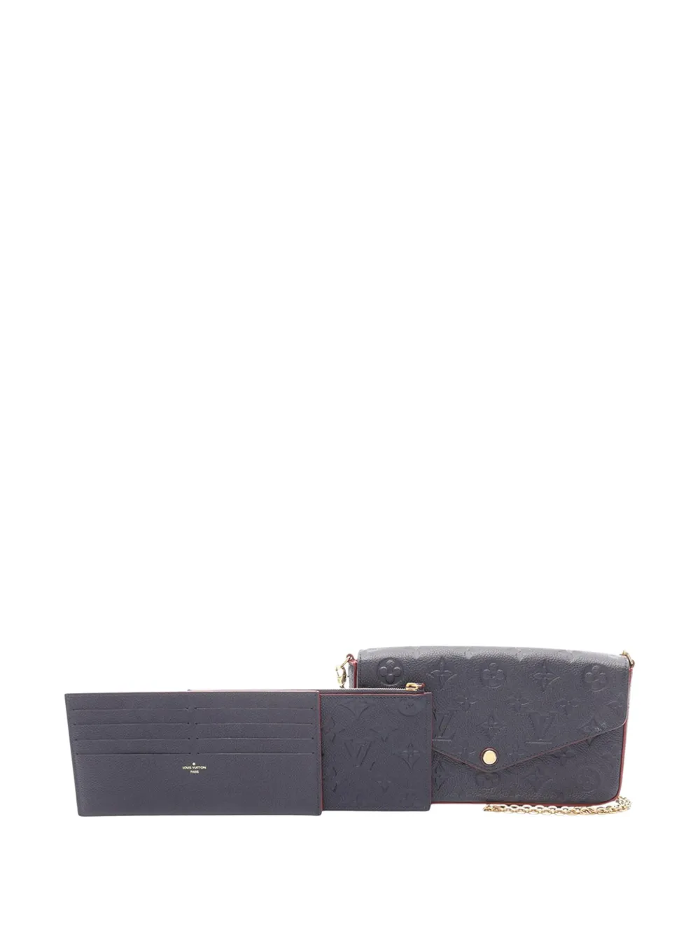 Pre-owned Louis Vuitton 2017 Monogram Empreinte Pochette Felicie Crossbody Bag In Blue