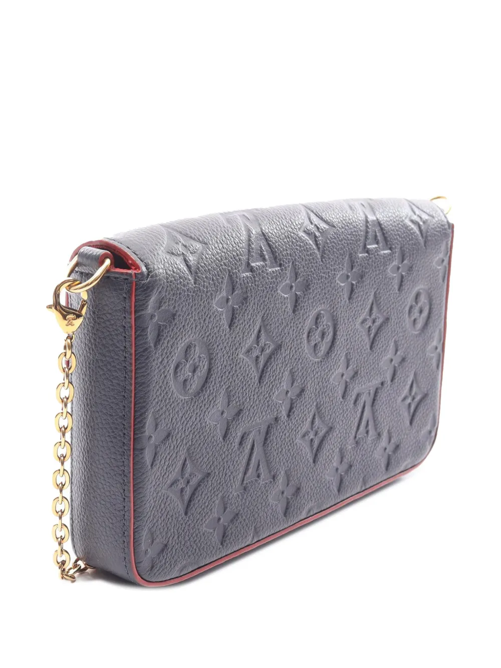 Pre-owned Louis Vuitton 2017 Monogram Empreinte Pochette Felicie Crossbody Bag In Blue