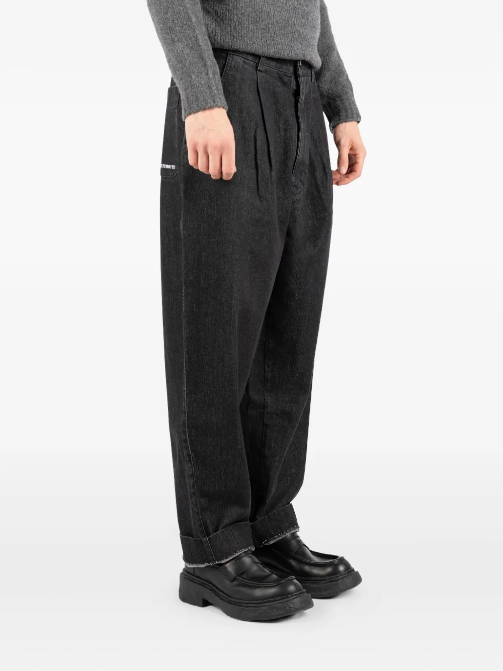 Société Anonyme Geplooide katoenen jeans Zwart