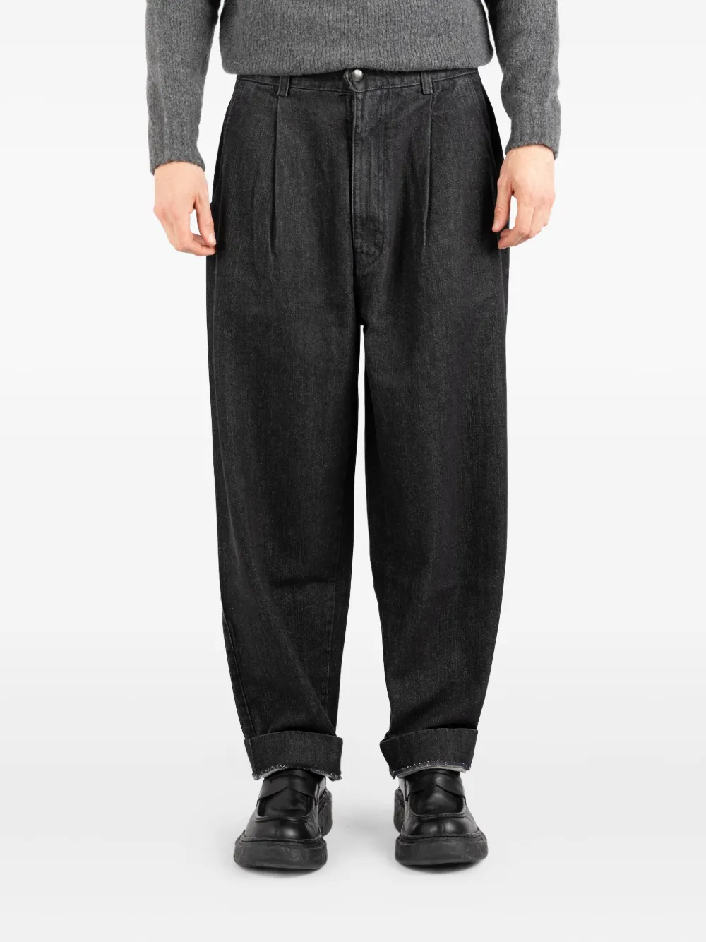 Société Anonyme pleated cotton jeans - Nero