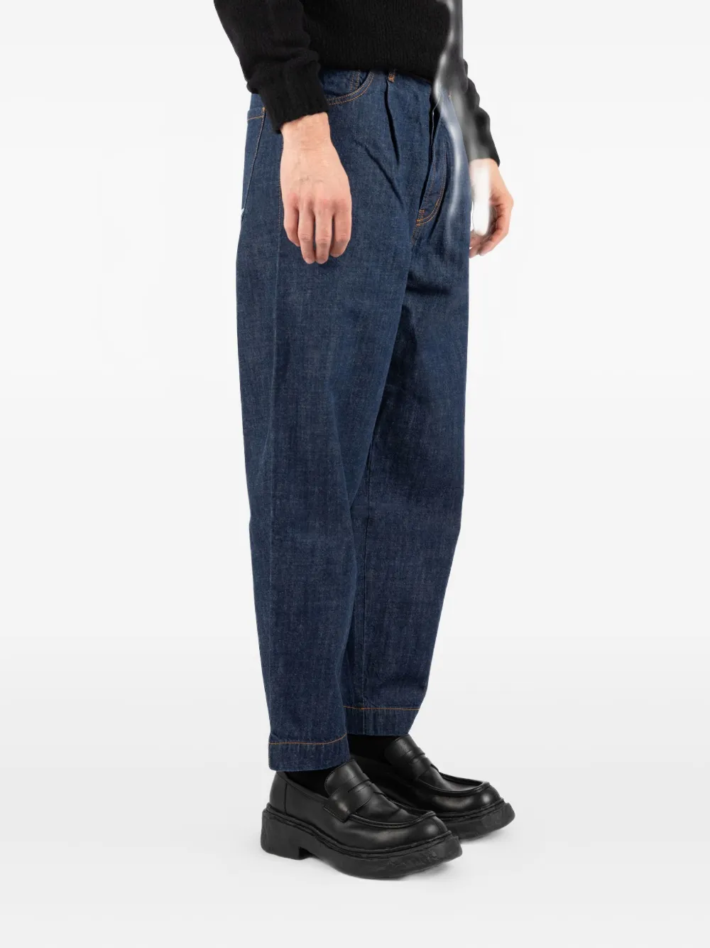 Société Anonyme Japr Pleated-cotton Jeans In Blue
