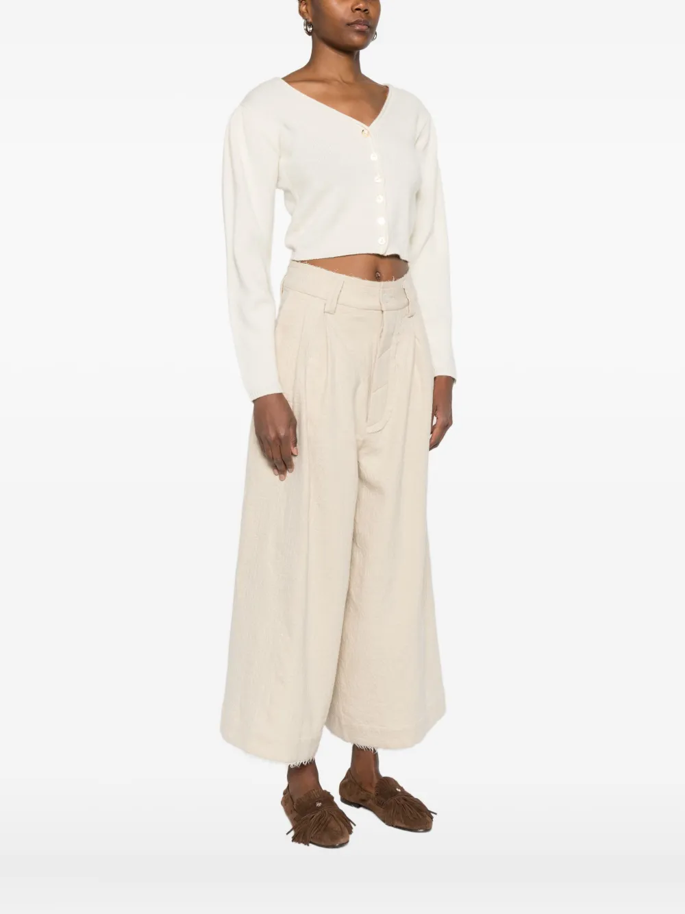 A Tentative Atelier Cropped Cardigan In Neutral