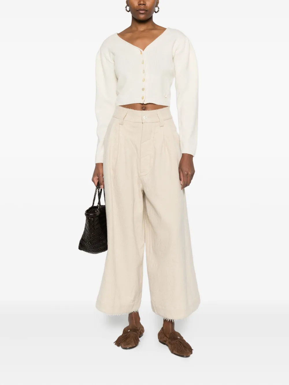 A Tentative Atelier Cropped Cardigan In Neutral