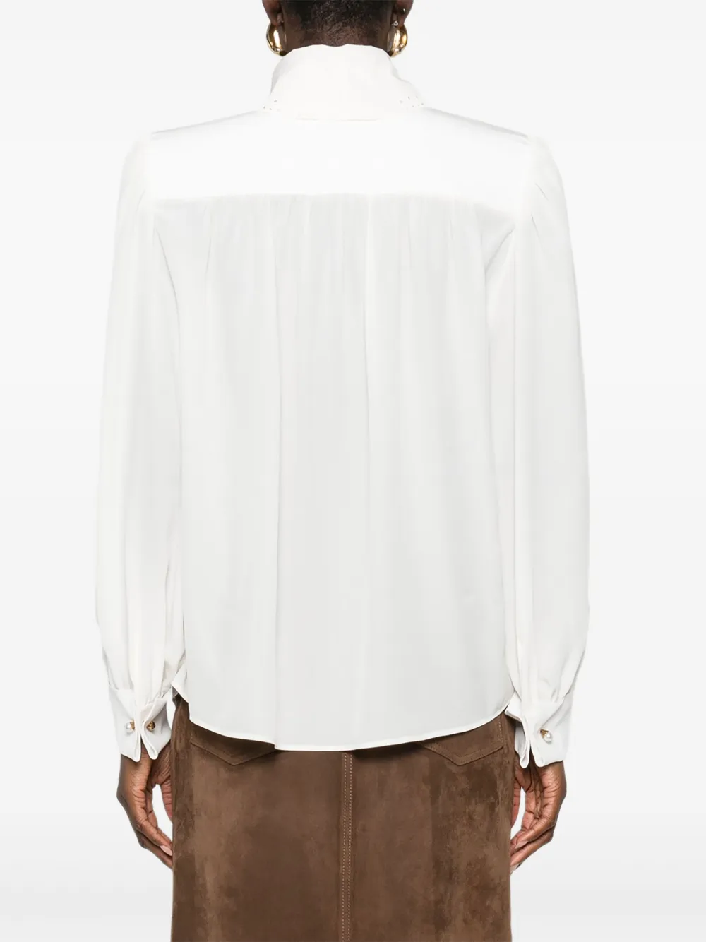 Chloé Blouse met kanten kraag Beige