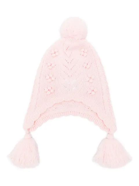 Louise Misha floral-knit tassel hat