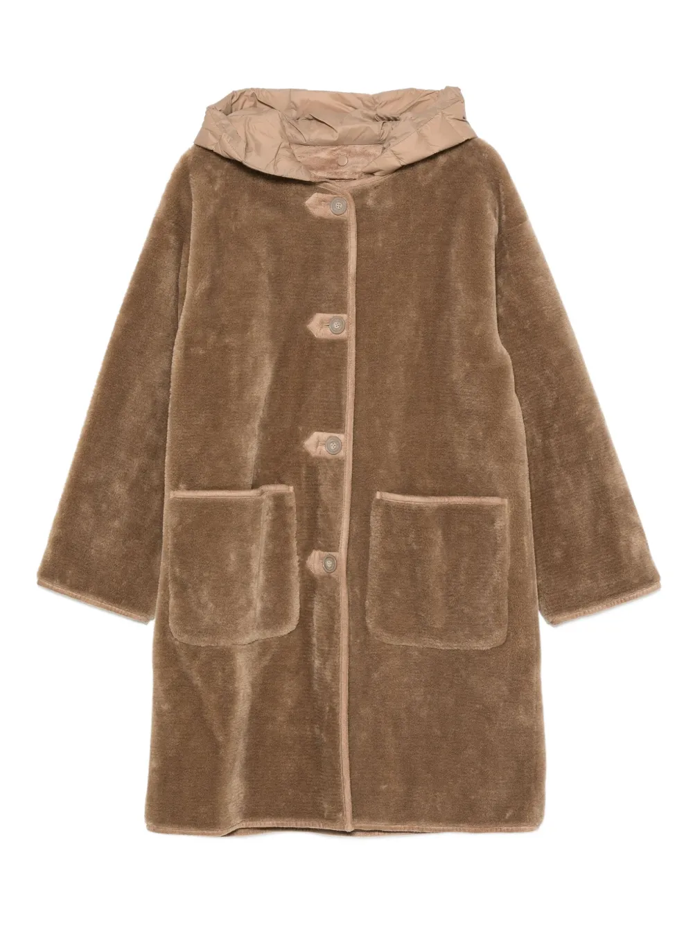 VICOLO hooded patch-pockets coat | Brown | Image 1