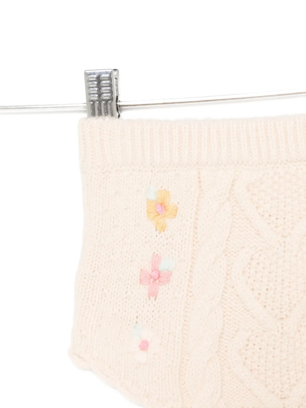 Louise Misha Cable-knit Floral-embroidered Shorts In Multi