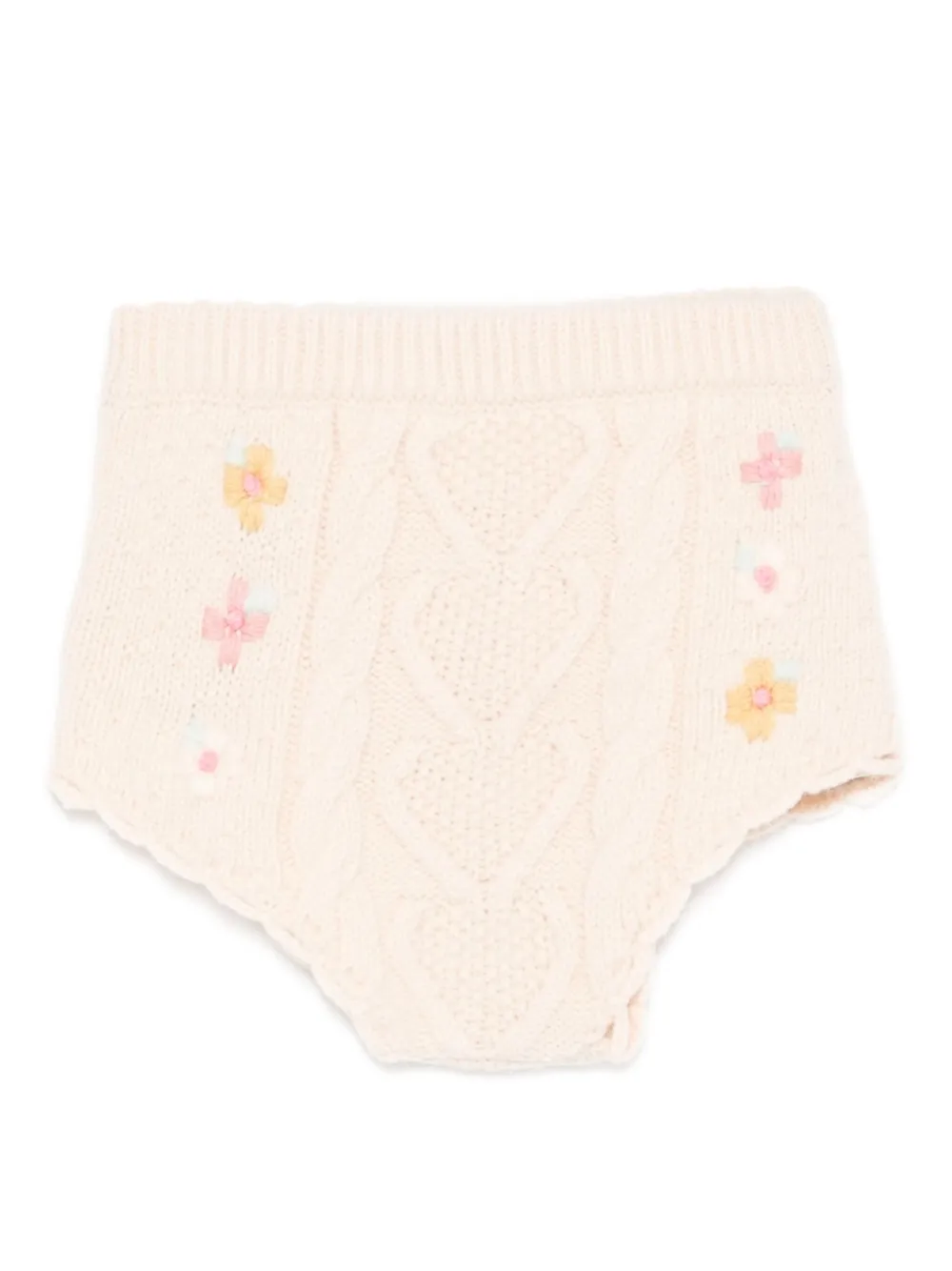 Louise Misha short en maille torsadée à fleurs brodées | tons neutres | Image 1