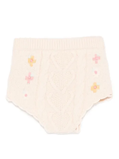 Louise Misha shorts en tejido de ochos con bordado floral