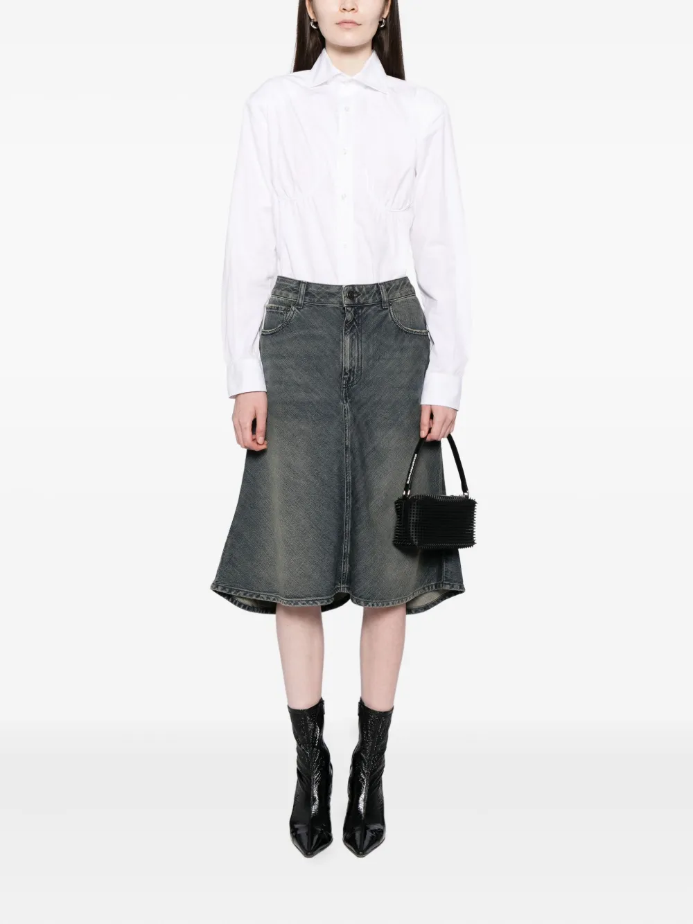 Balenciaga Godet denim rok - Blauw