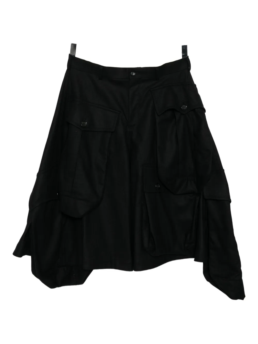 Comme Des Garçons Homme Deux Asymmetric-hem Shorts In Black