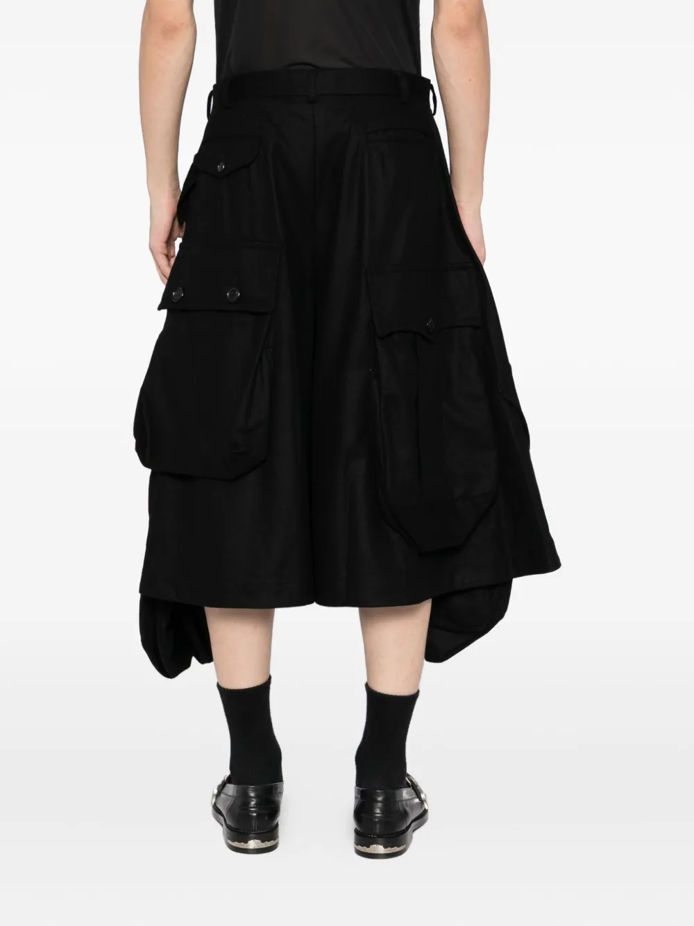 Comme Des Garçons Homme Deux Asymmetric-hem Shorts In Black