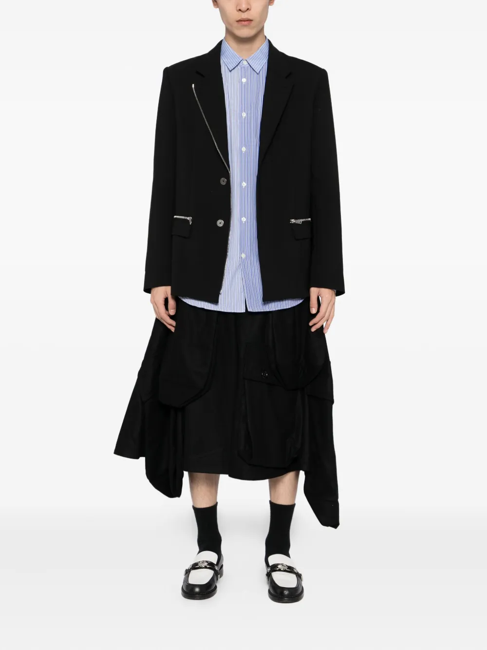 Comme des Garçons Homme Plus asymmetric-hem shorts - Zwart