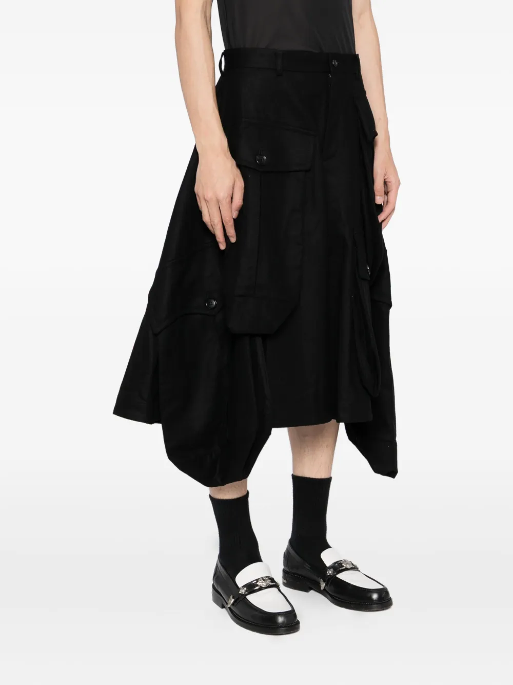 Comme Des Garçons Homme Deux Asymmetric-hem Shorts In Black