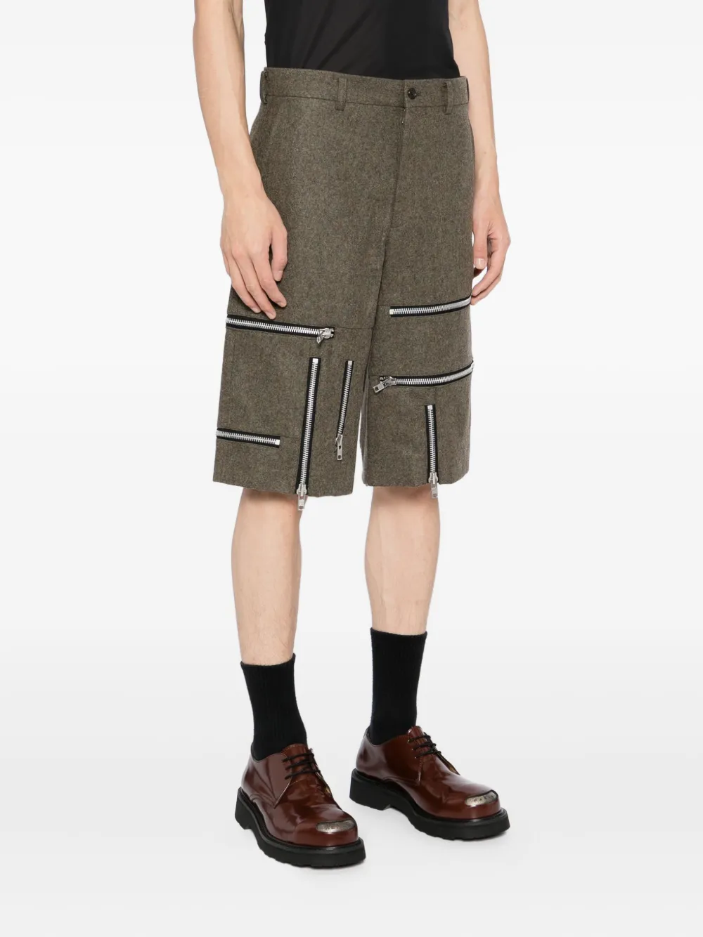 Comme des Garçons Homme Plus Shorts met ritsdetail Groen