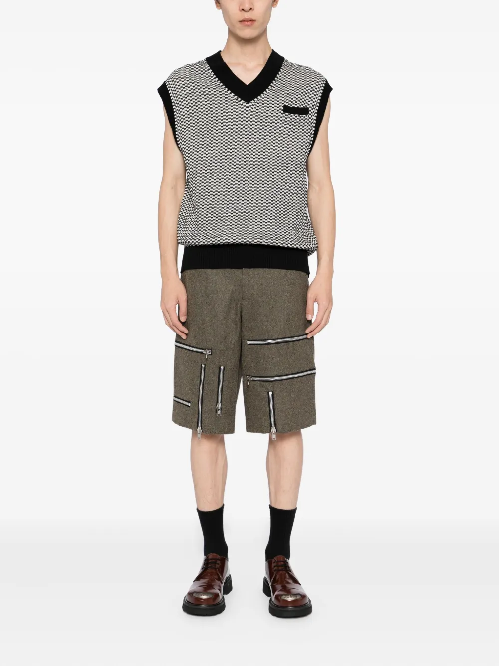 Comme des Garçons Homme Plus zip-detail shorts - Groen