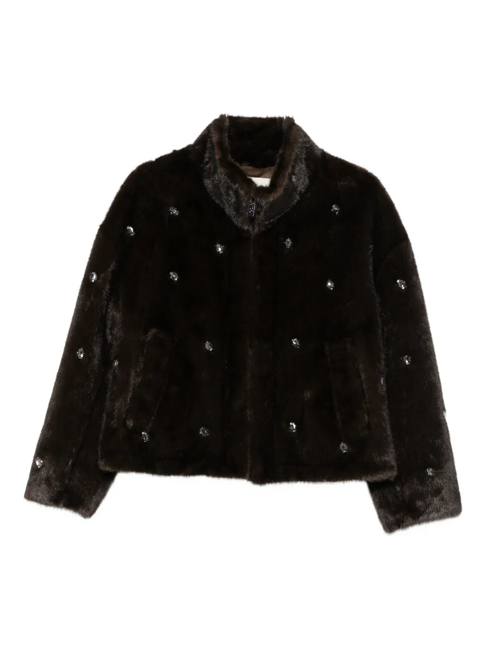 VICOLO crystal-embellished coat | Brown | Image 1
