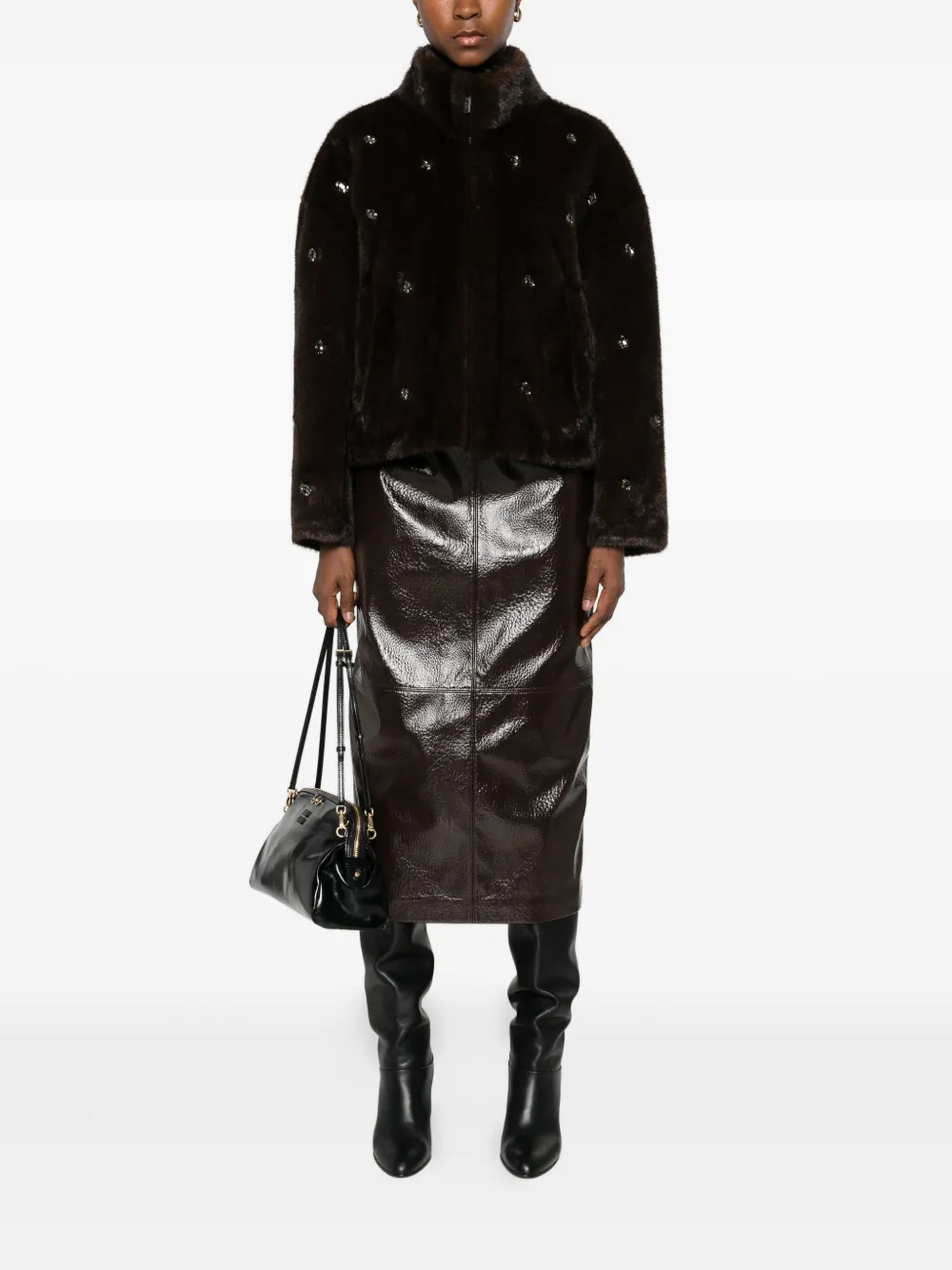 VICOLO crystal-embellished coat | Faux Fur & Shearling Coats | Image 2