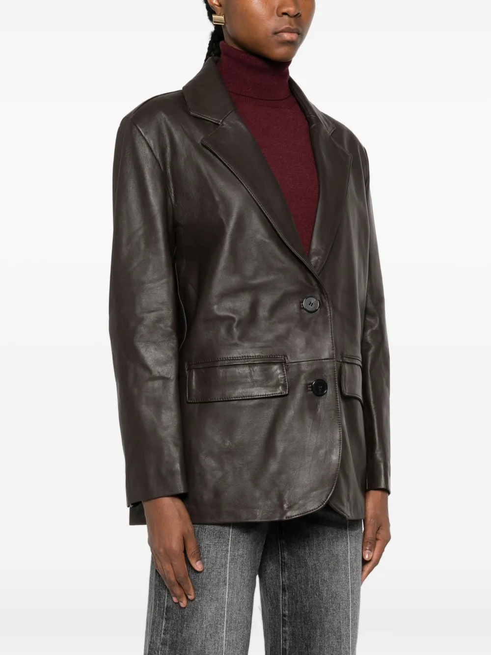 Vicolo Flap-pocket Buttoned Leather Jacket In Black