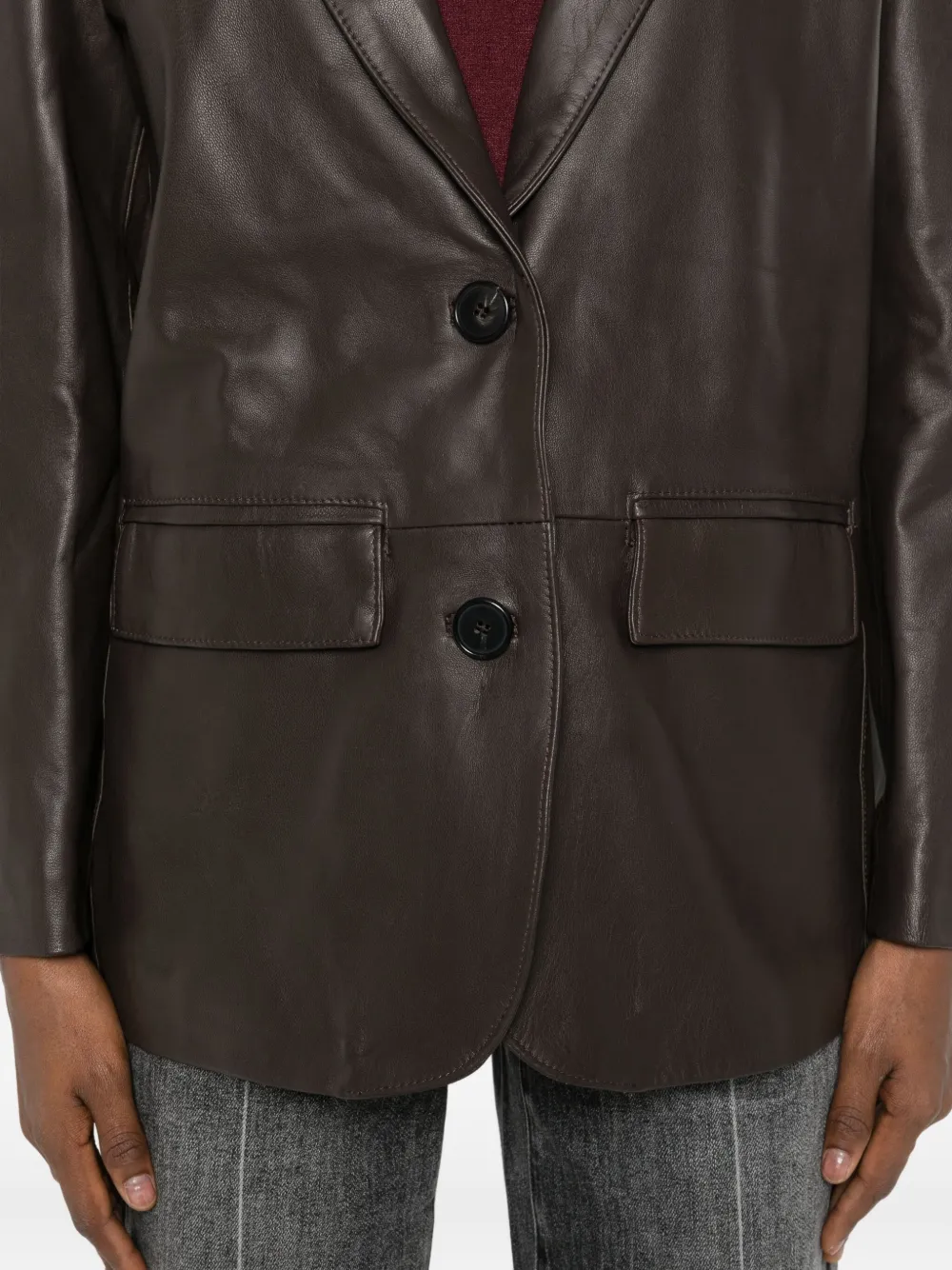 Vicolo Flap-pocket Buttoned Leather Jacket In Black