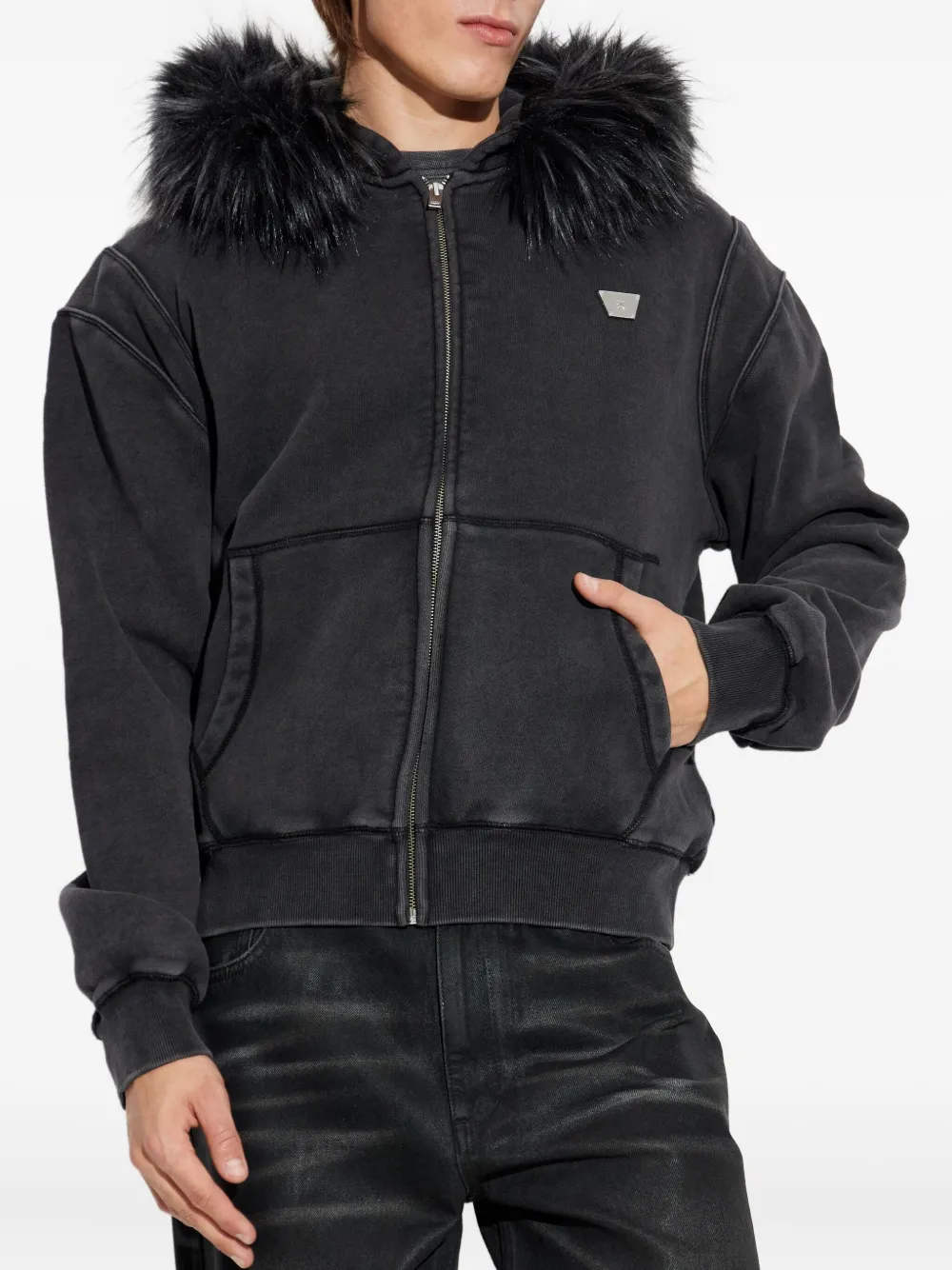 MISBHV Hoodie met afwerking van imitatiebont Zwart