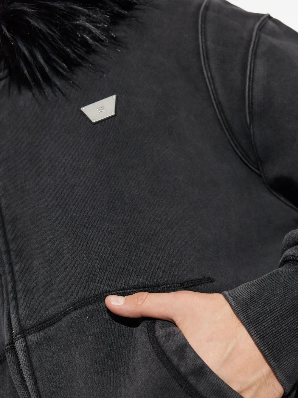 MISBHV Hoodie met afwerking van imitatiebont Zwart