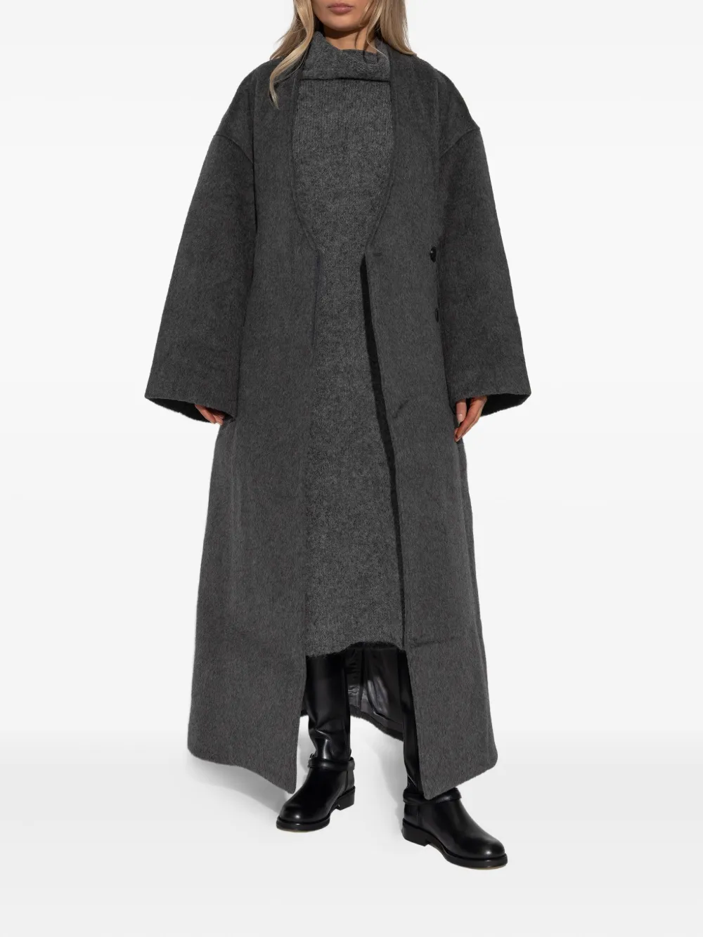 Entire Studios Manhattan Roll-neck Midi Dress In Gray
