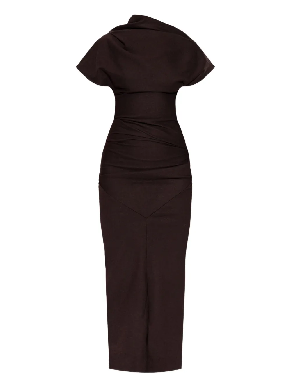 Entire Studios Draped Split Midi Dress In Brown