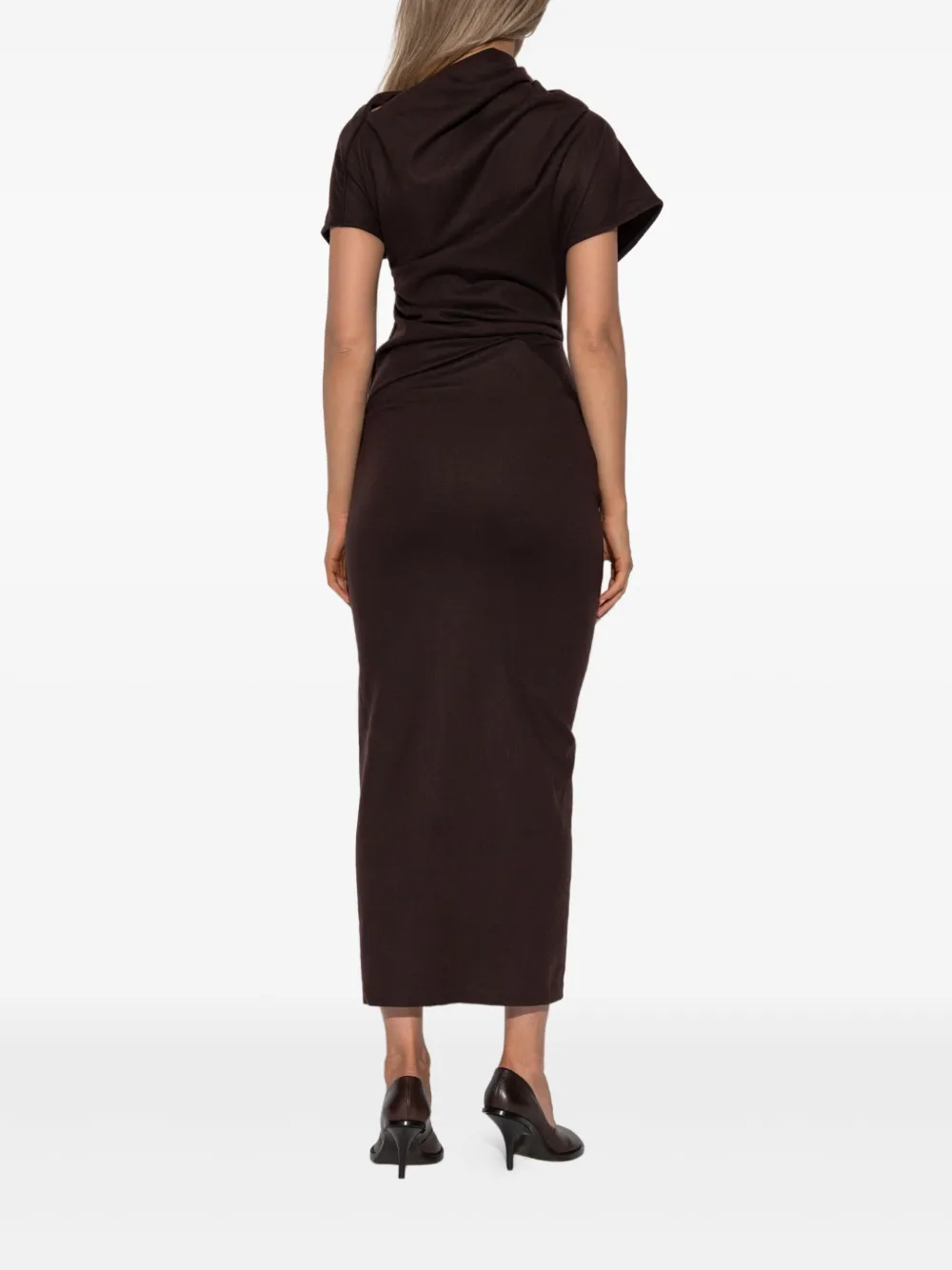 ENTIRE STUDIOS Gedrapeerde midi-jurk Bruin