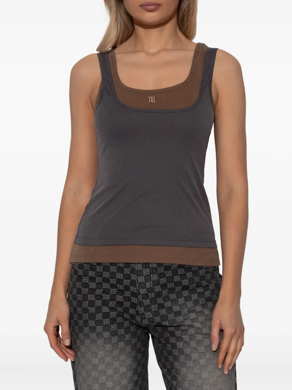 MISBHV Gelaagde tanktop met borduurwerk Grijs
