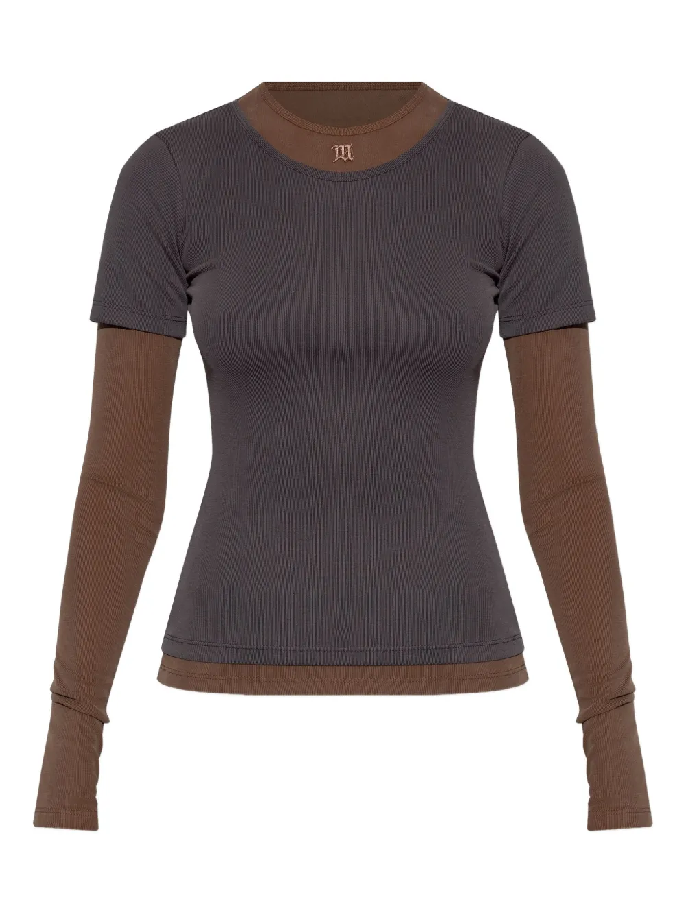 Misbhv Double-layer Color-block T-shirt In Brown