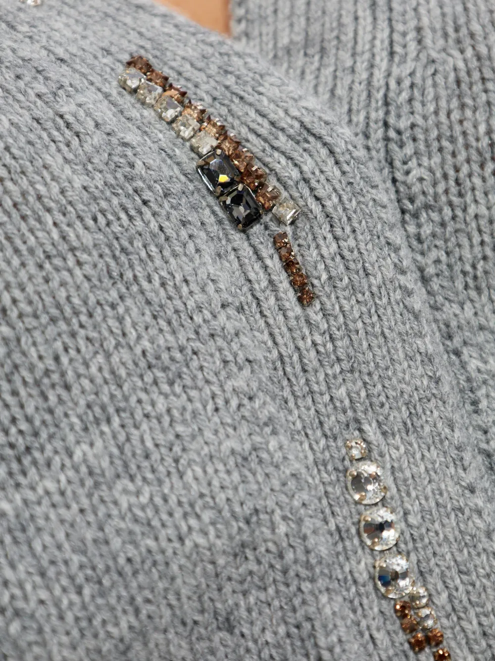Fabiana Filippi Crystal-embellished Knit Cardigan In Gray