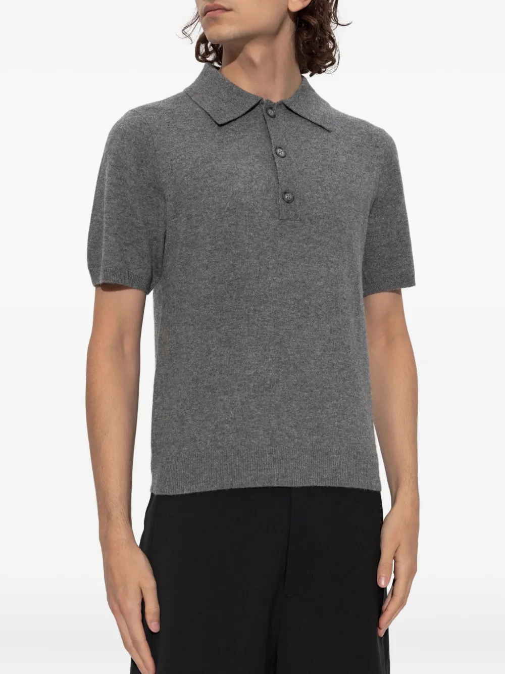 Entire Studios Buttoned Knitted Polo Shirt In Gray
