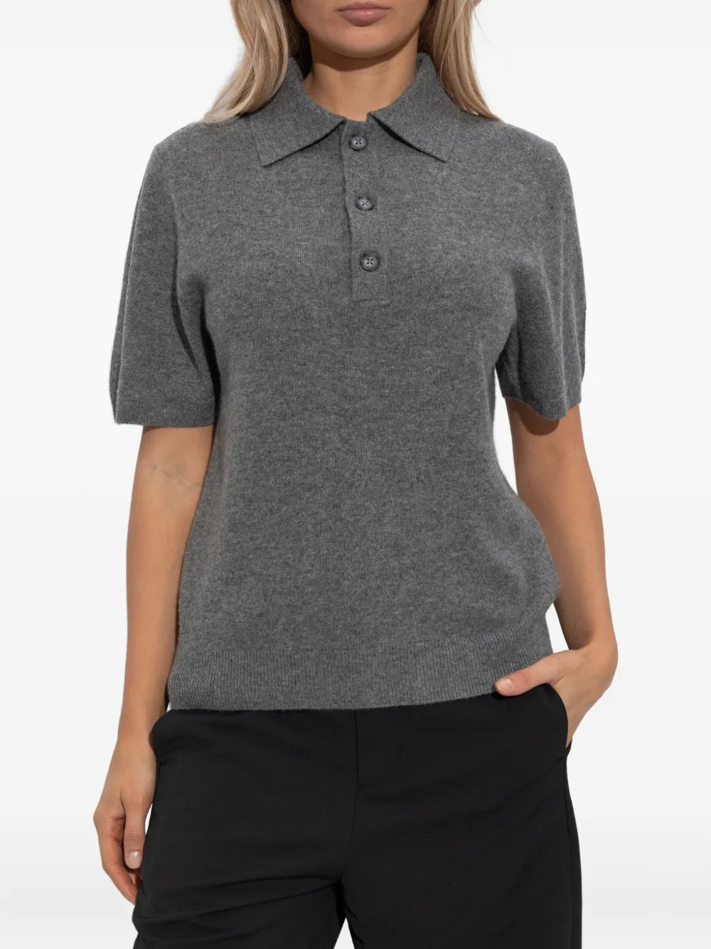 Entire Studios Buttoned Knitted Polo Shirt In Gray