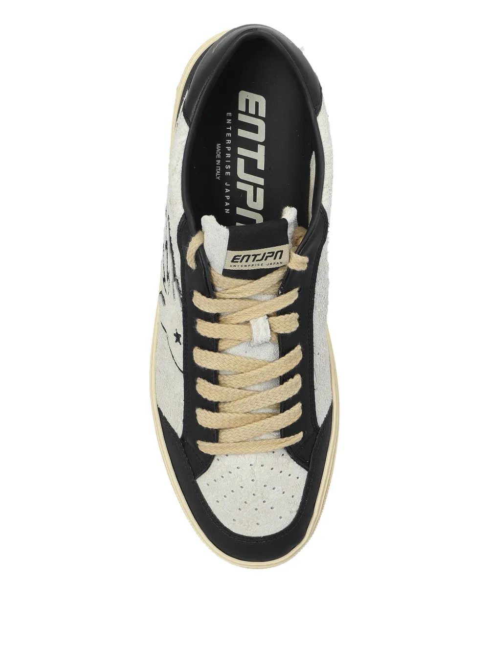 Enterprise Japan appliqué lace-up sneakers Beige
